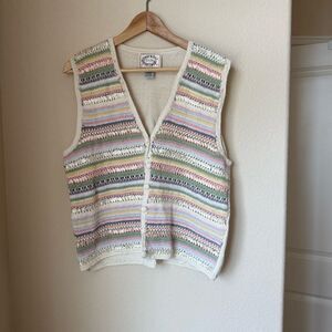 Erika Pastel Knit Sweater Vest – Size Large